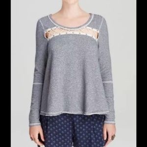 Free People XS Blue Gray Sweater Stripe Rope